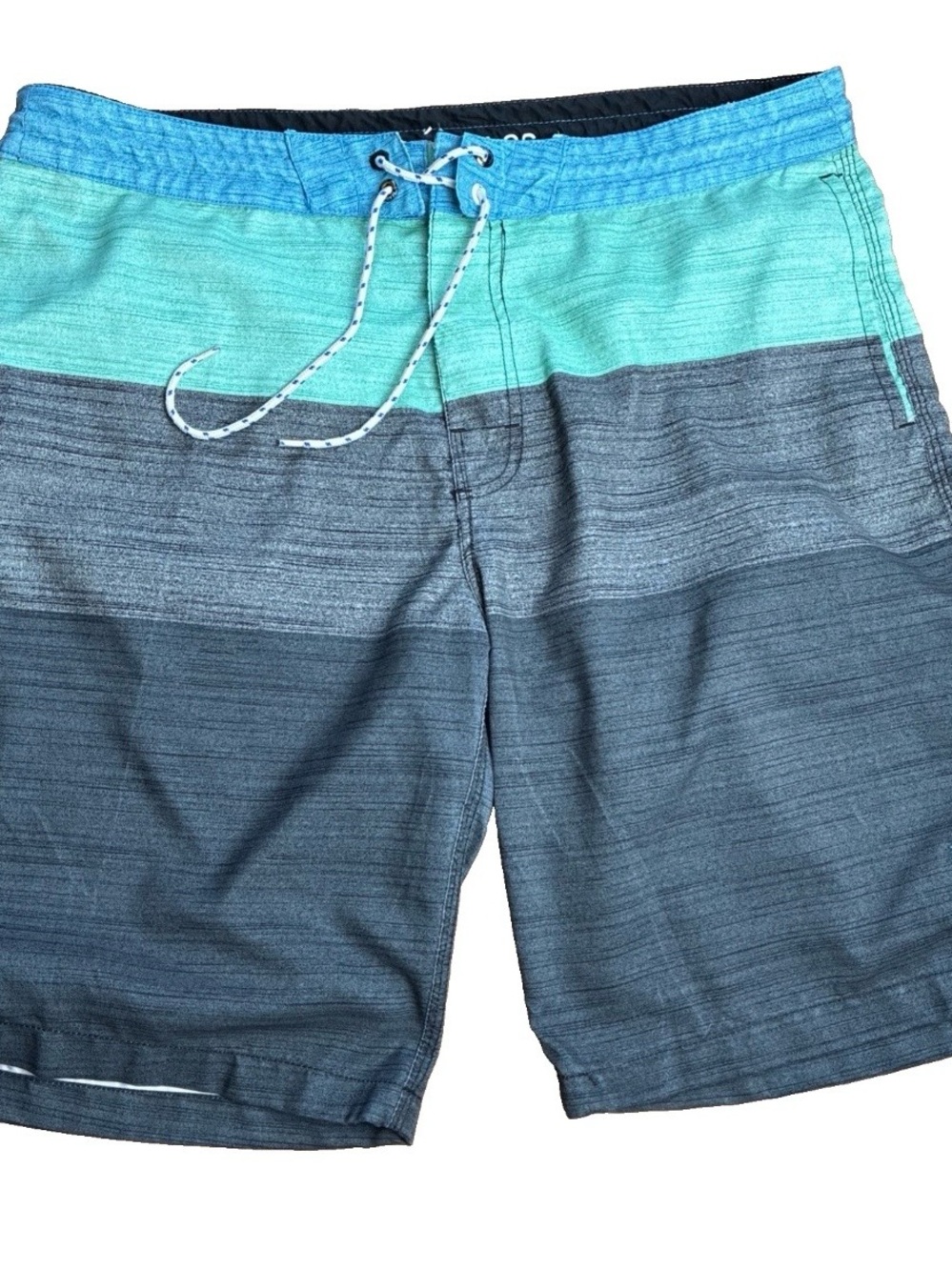 Rio Mens Board Shorts 36 L XL Soft Ocean Blue Gray Quick Dry Beach Surf 10 inch